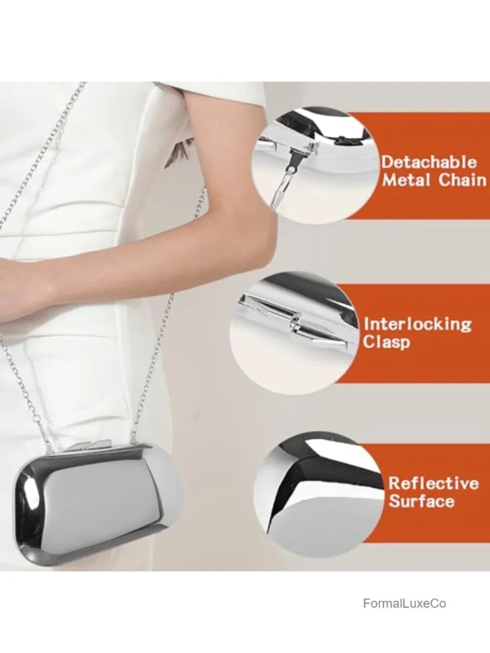Acrylic Shell Evening Clutch with Detachable Chain for Weddings Parties Prom